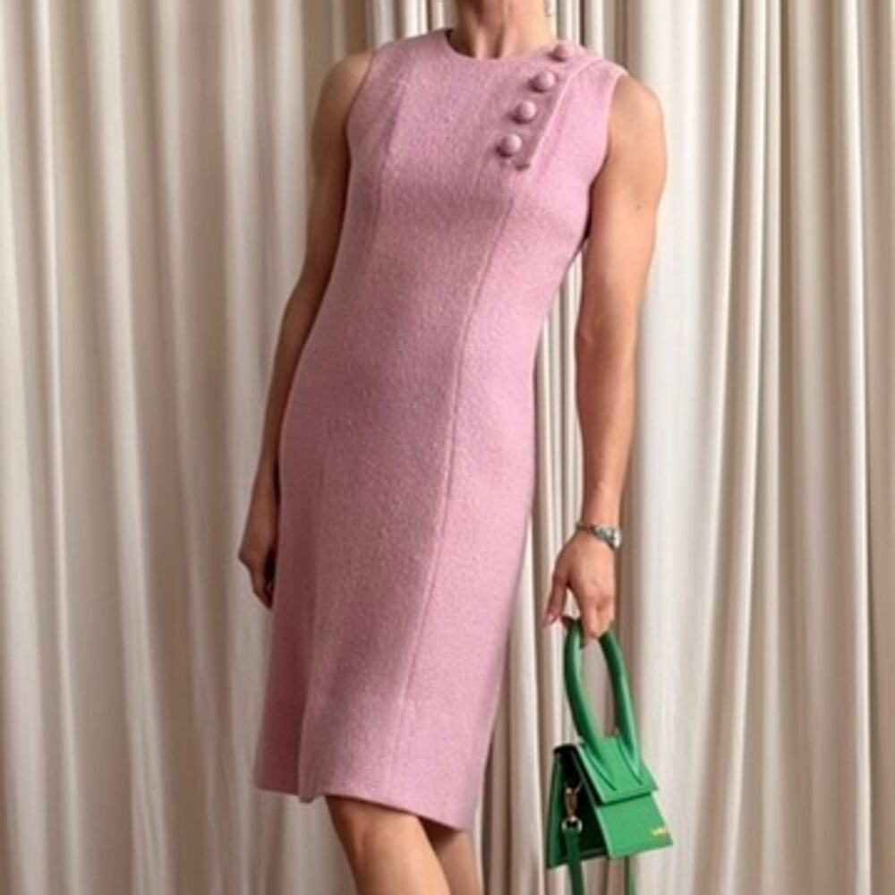 Henri Bendel Pink Knit Shift Dress - Textured Knit, 50s/60s, Fits M - Picture 4 of 8